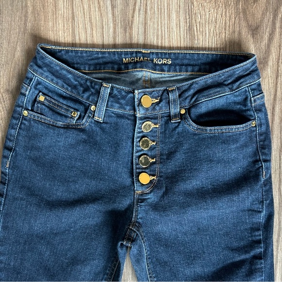 Michael Kors Button Front High Waist Skinny Jeans | 2 - Picture 5 of 11
